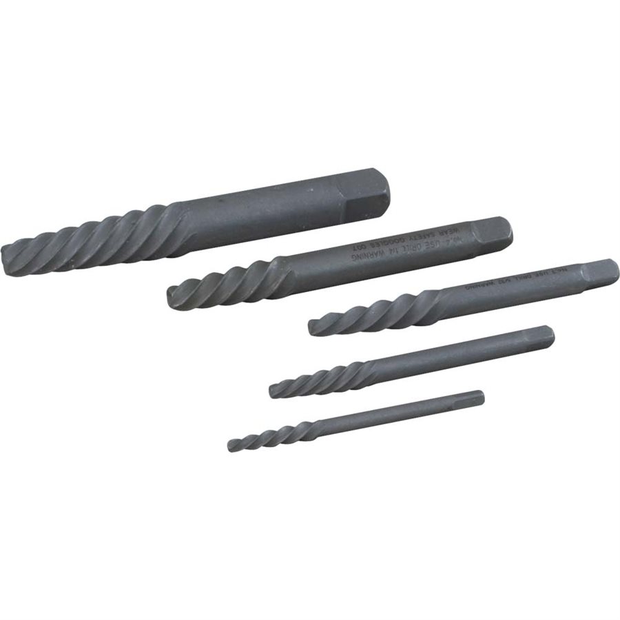 Gray Tools 5 Piece Left Hand, Spiral Tapered Flute, Screw Extractor Set